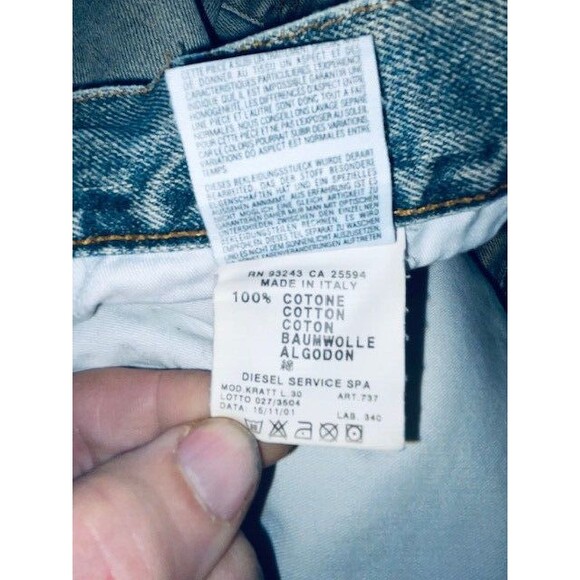 VINTAGE Diesel Jeans Men Kratt Straight Leg Y2K 2001 Italy 33x29 Fits 30x29 - Picture 15 of 16